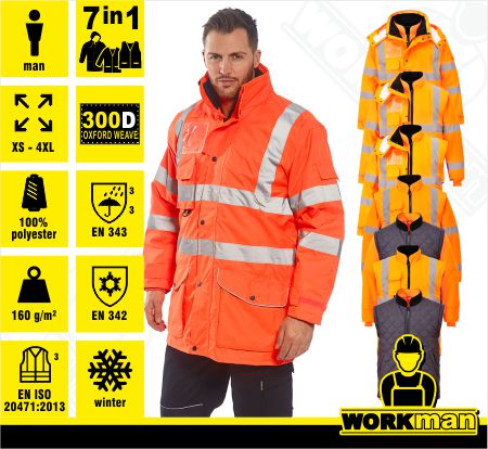 Zateplená reflexná bunda Hi-vis TRAFFIC RT27 7v1 Portwest