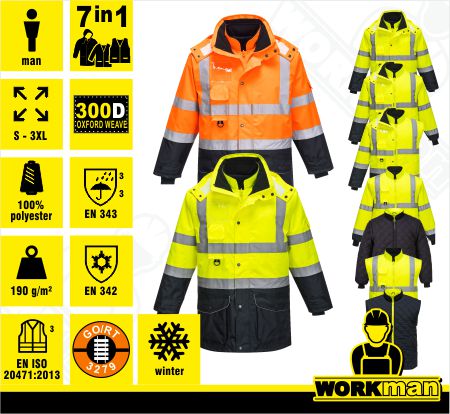 Zateplená reflexná bunda Hi-vis CONTRAST TREFFIC S426 7v1 Portwest
