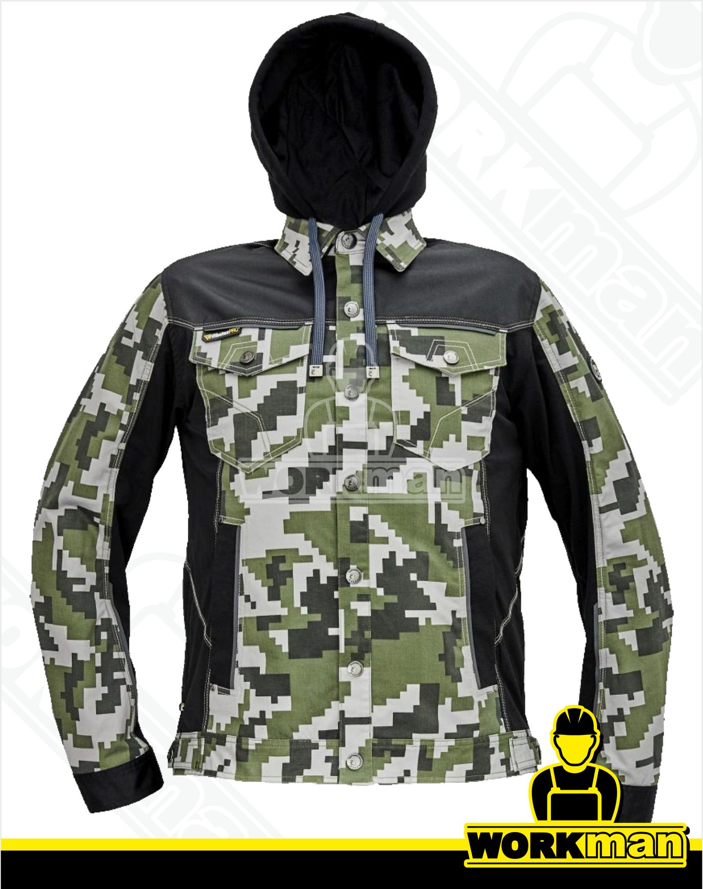 Strečová montérková bunda NEURUM CAMOUFLAGE s kapucňou Červa