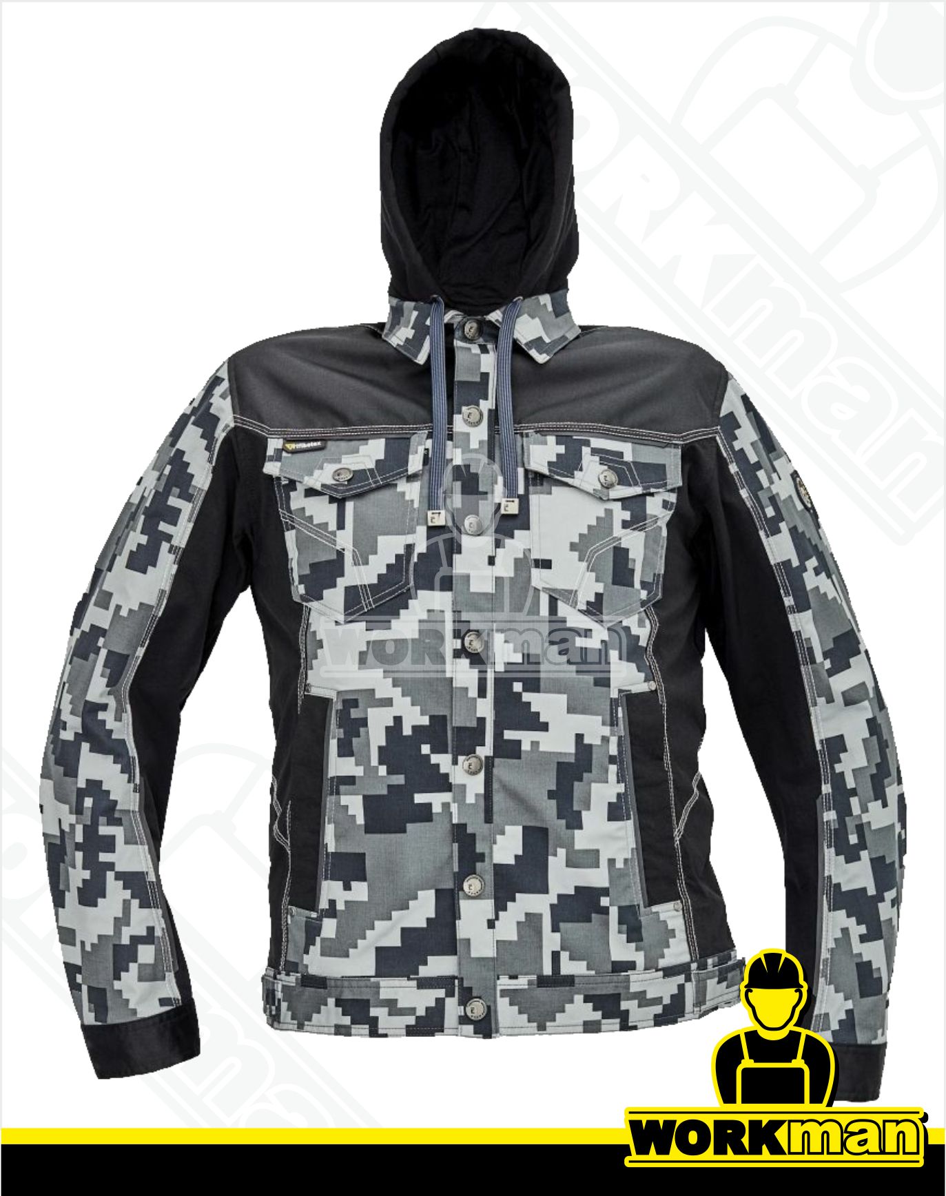Strečová montérková bunda NEURUM CAMOUFLAGE s kapucňou Červa