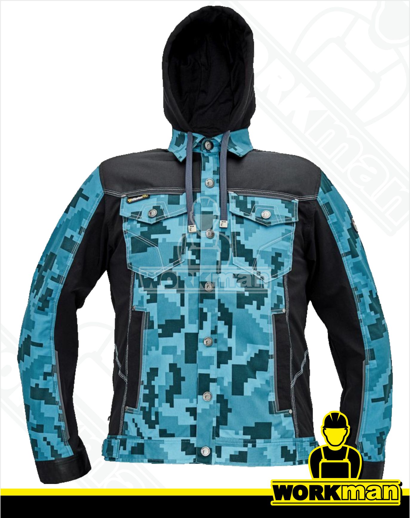 Strečová montérková bunda NEURUM CAMOUFLAGE s kapucňou Červa