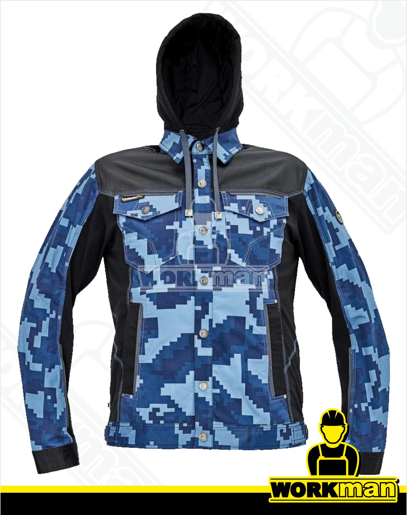 Strečová montérková bunda NEURUM CAMOUFLAGE s kapucňou Červa