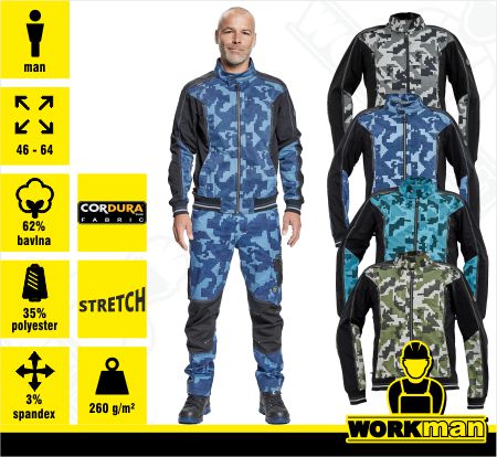 Strečová montérková bunda NEURUM CAMOUFLAGE Červa