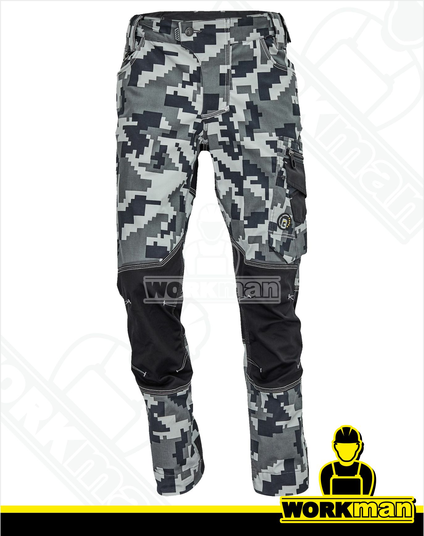 Strečové montérkové nohavice NEURUM CAMOUFLAGE do pása Červa