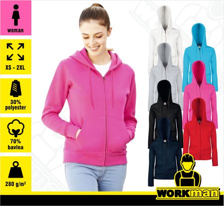 Dámská mikina s kapucňou PREMIUM LADY-FIT HOODED JACKET Fruit of the Loom :