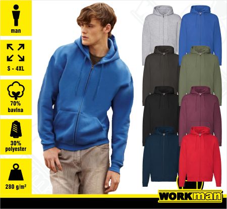 Pánska mikina s kapucňou PREMIUM HOODED SWEAT JACKET Fruit of the Loom :