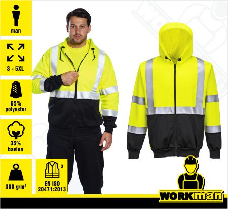 Reflexná mikina TWO TONE ZIPPED HOODIE B315 Portwest