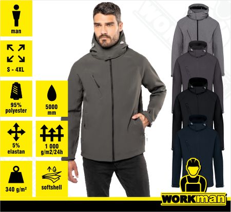 Pánska softshellová bunda s kapucňou K413 Kariban :