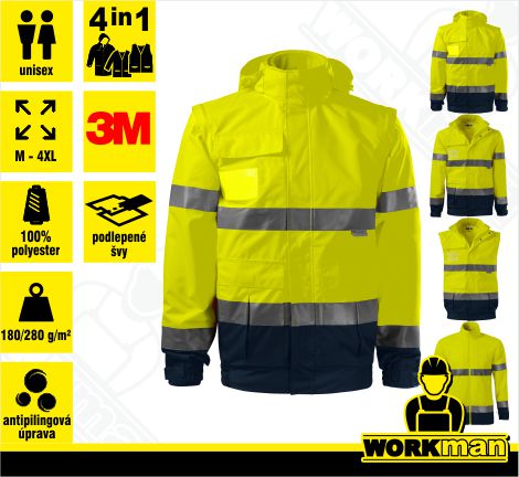 Reflexná bunda HV GUARD 4 IN 1 Rimeck žltá