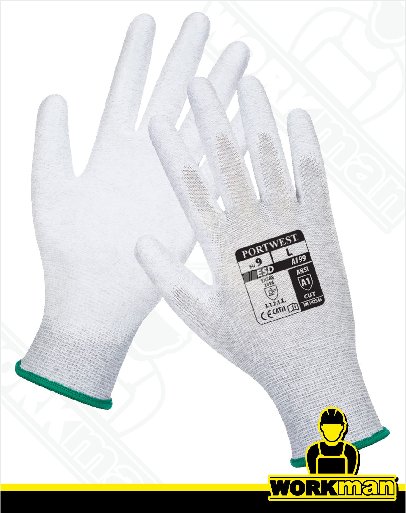 Povrstvené antistatické rukavice A199 ESD Portwest
