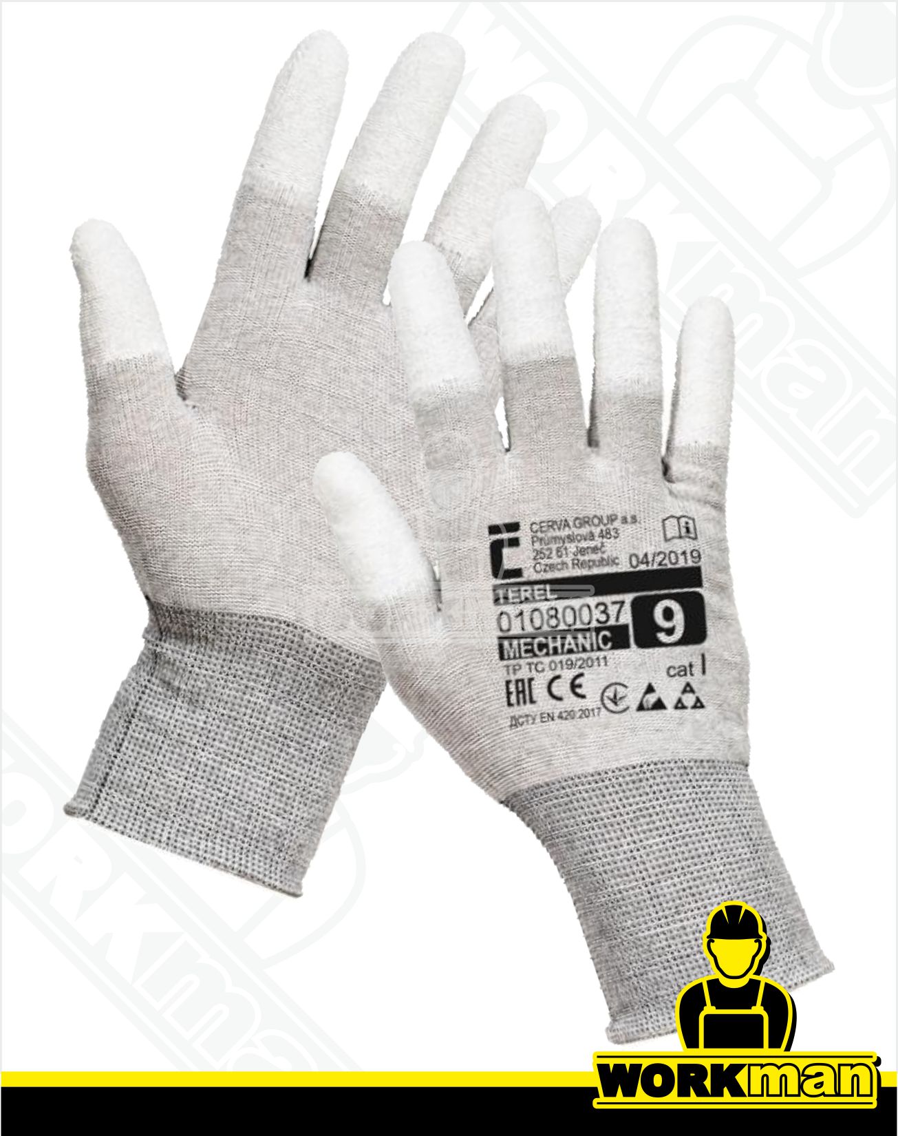 Povrstvené antistatické rukavice TEREL ESD Červa