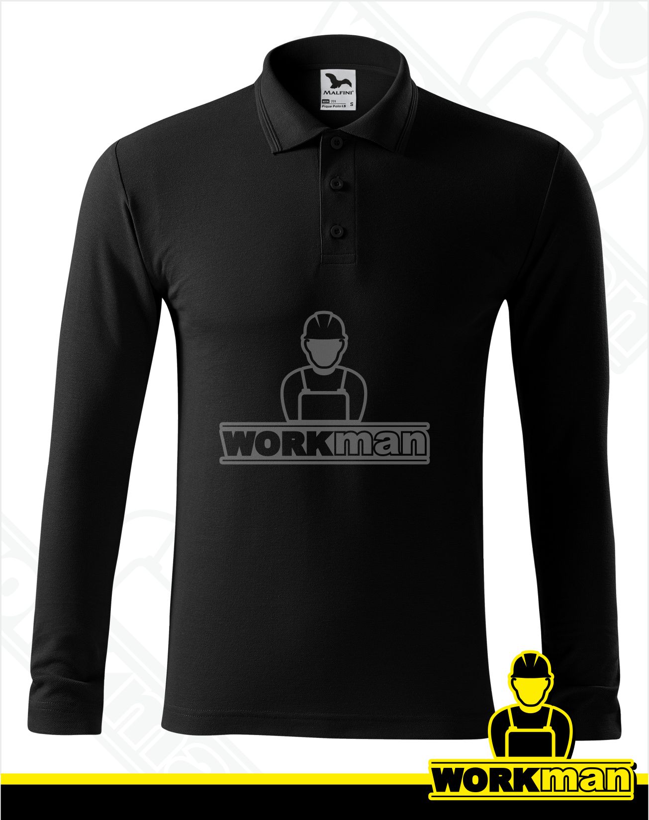 Pánska polokošeľa PIQUE POLO LS Malfini čierna