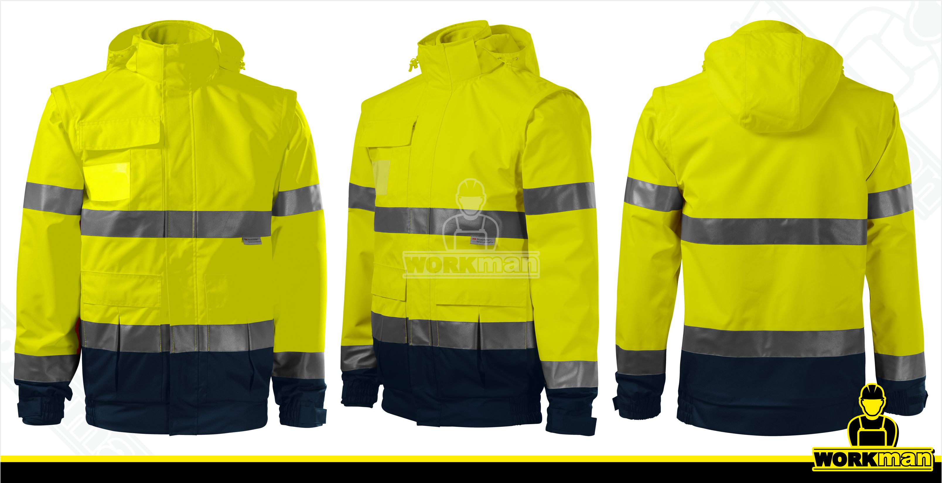 Reflexná bunda HV GUARD 4 IN 1 Rimeck žltá