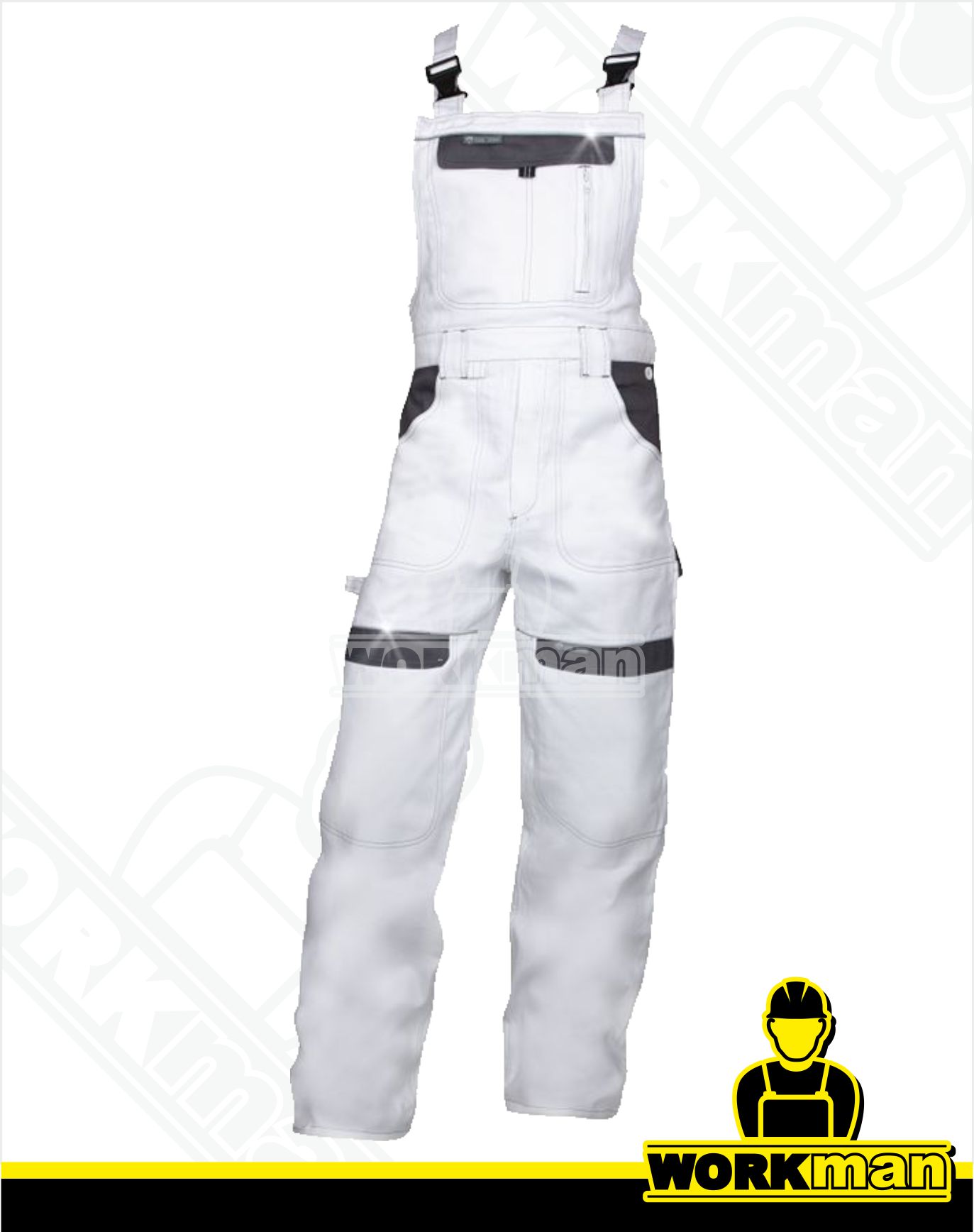 Montérkové nohavice COOL TREND s náprsenkou Ardon biela