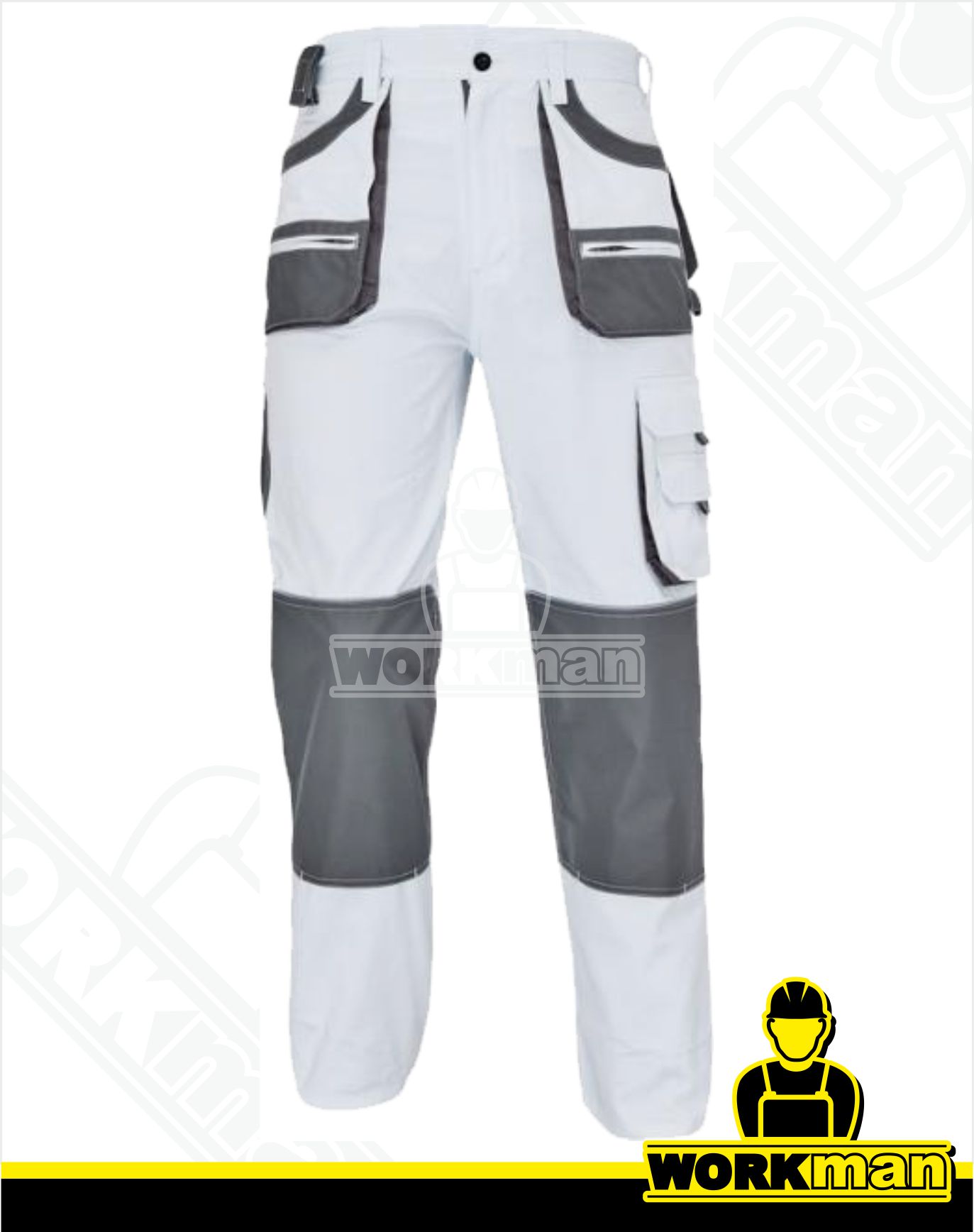 Montérkové nohavice BE-01-003 do pása F&F biela