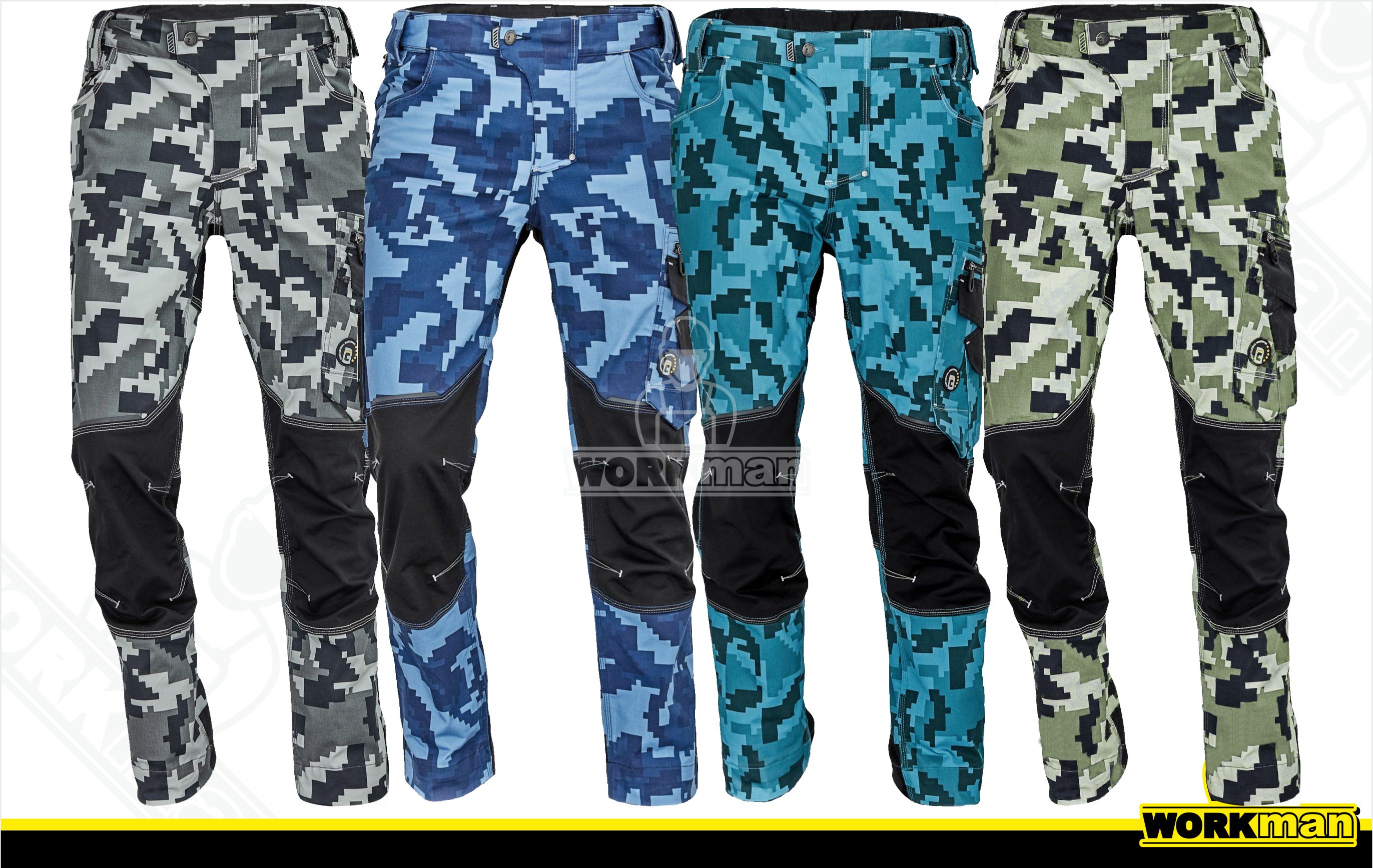 Strečové montérkové nohavice NEURUM CAMOUFLAGE do pása Červa