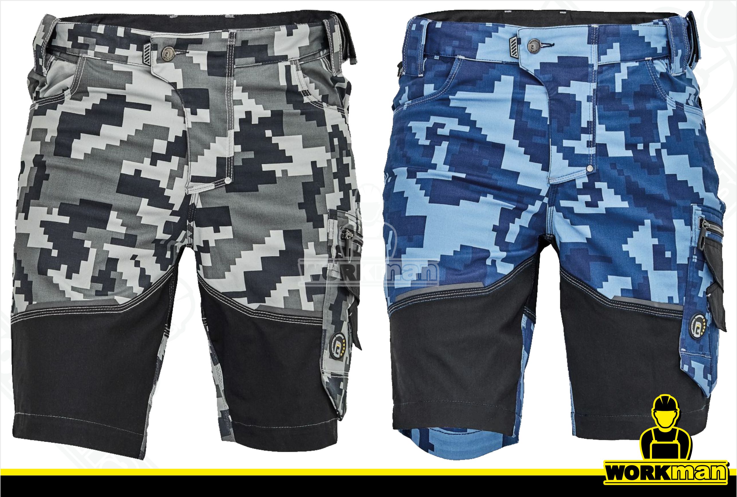 Strečové montérkové šortky NEURUM CAMOUFLAGE Červa