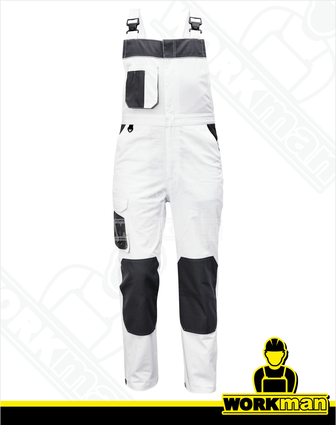 Montérkové nohavice CREMORNE s náprsenkou Červa biela