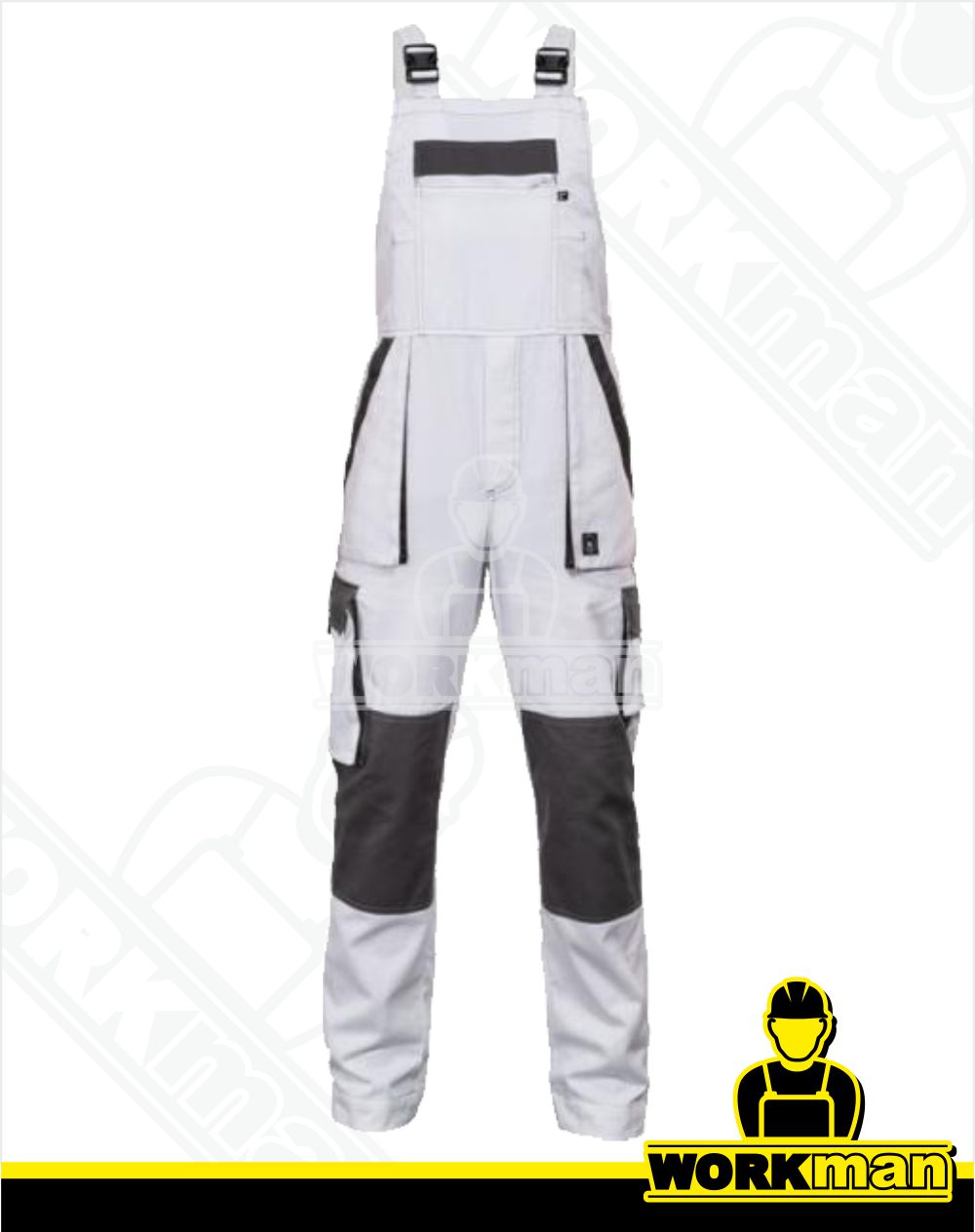 Montérkové nohavice MAX SUMMER s náprsenkou Červa biela