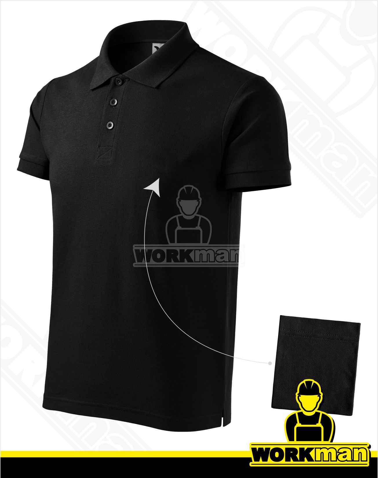 Pánska polokošeľa COTTON Malfini čierna