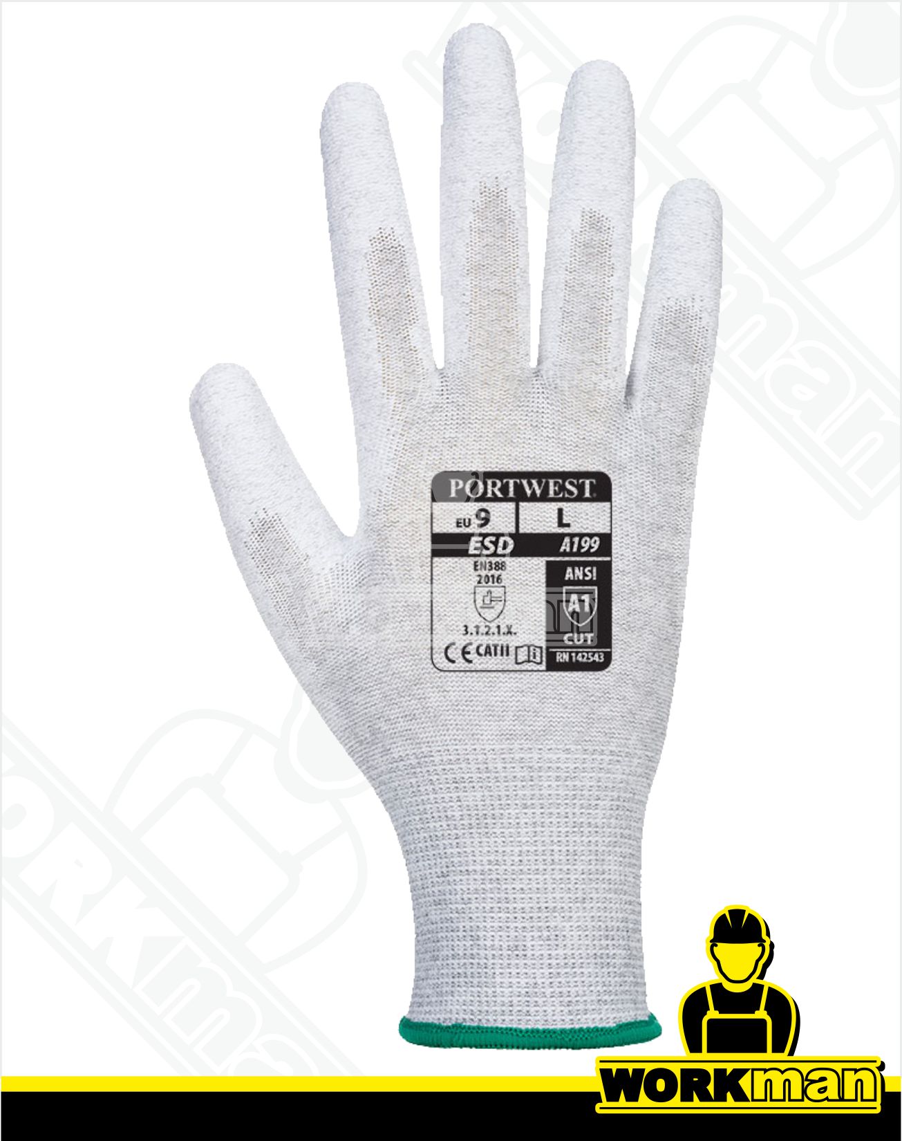 Povrstvené antistatické rukavice A199 ESD Portwest