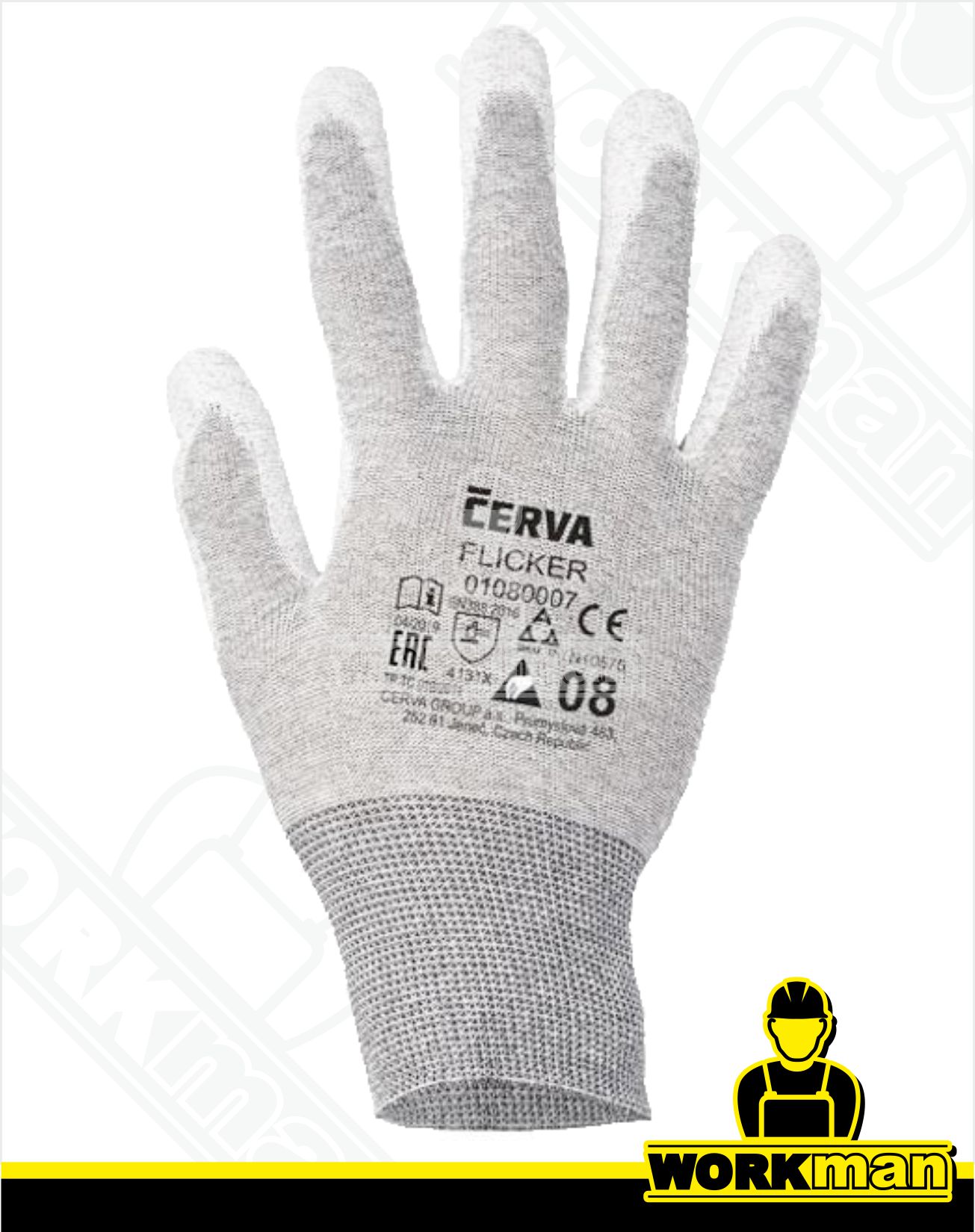 Povrstvené antistatické rukavice FLICKER ESD Červa