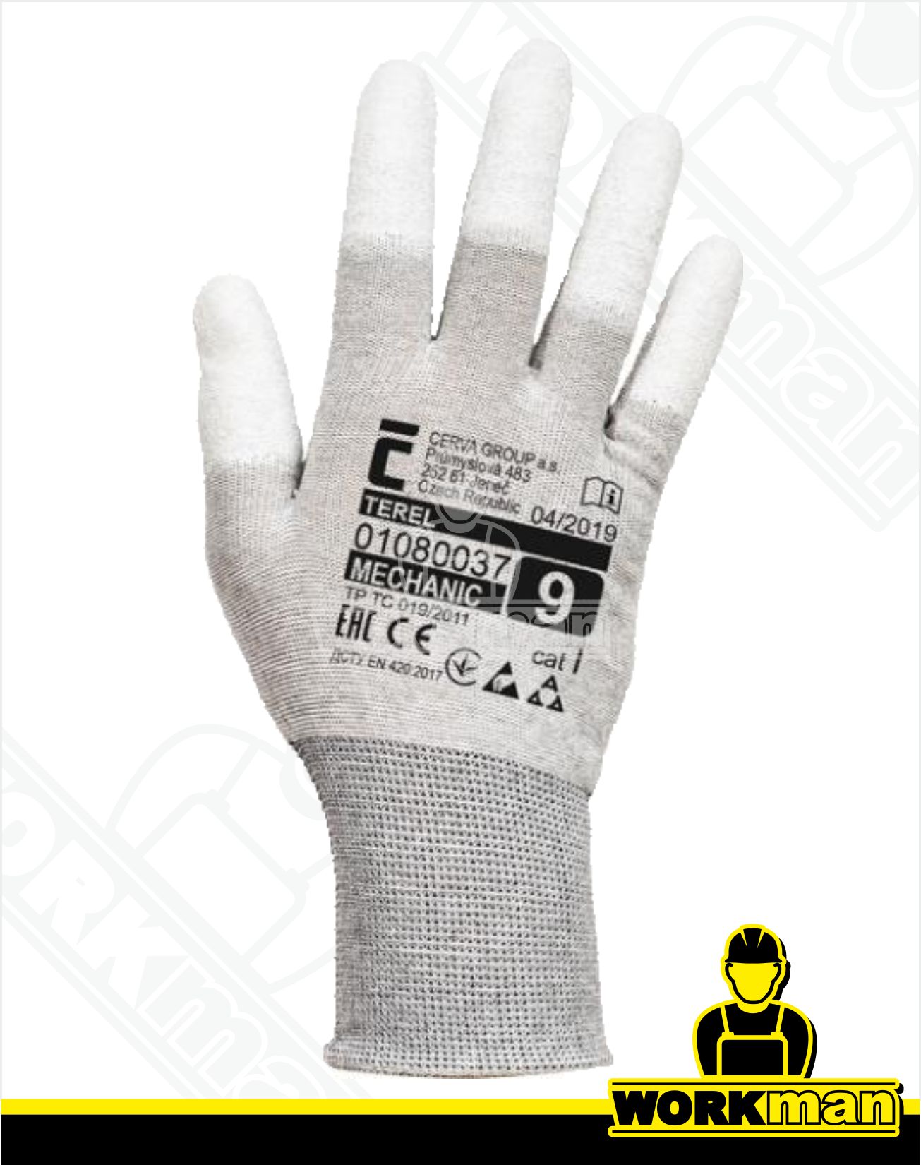 Povrstvené antistatické rukavice TEREL ESD Červa