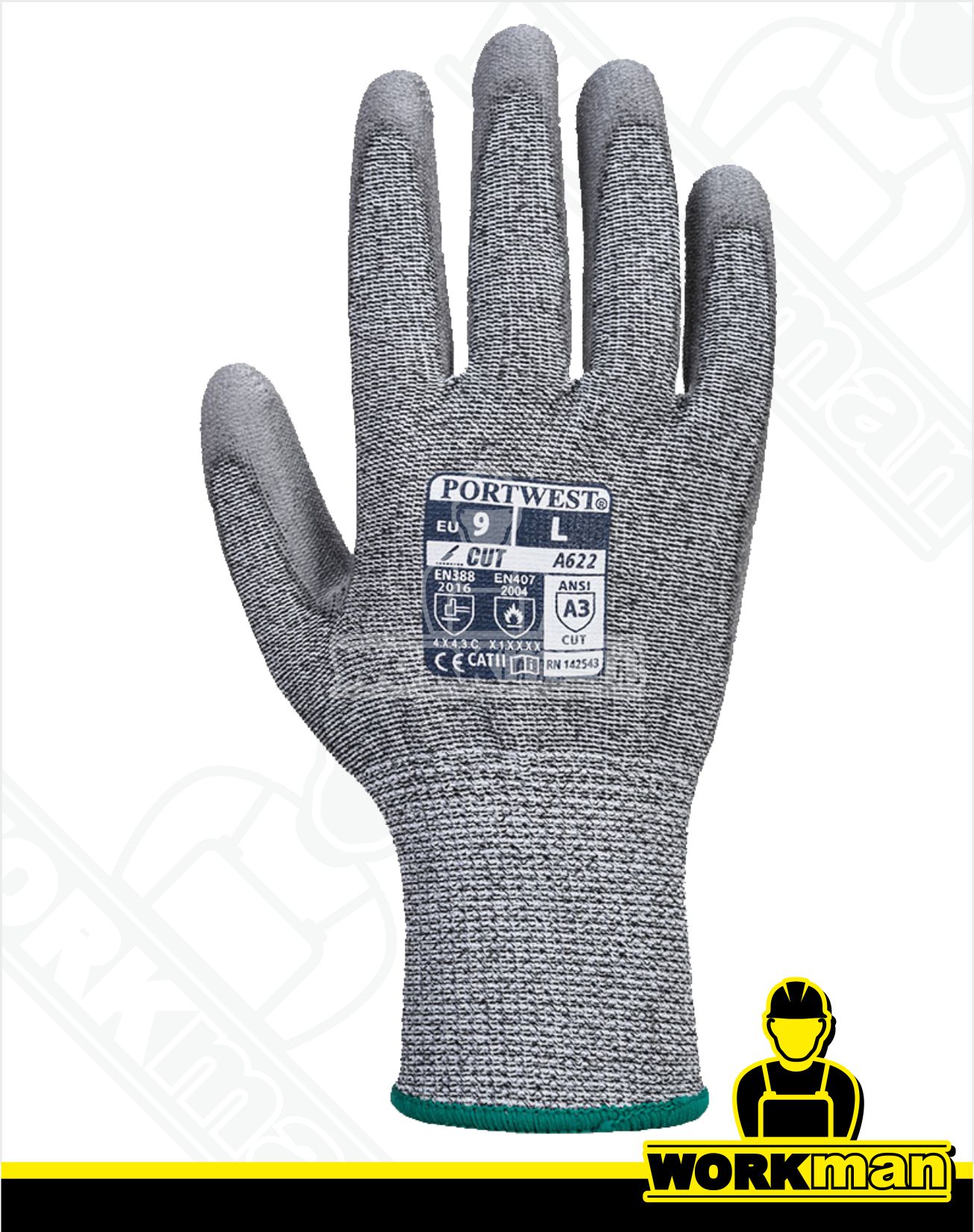 Protiporezné rukavice A622 PU PALM 5 Portwest