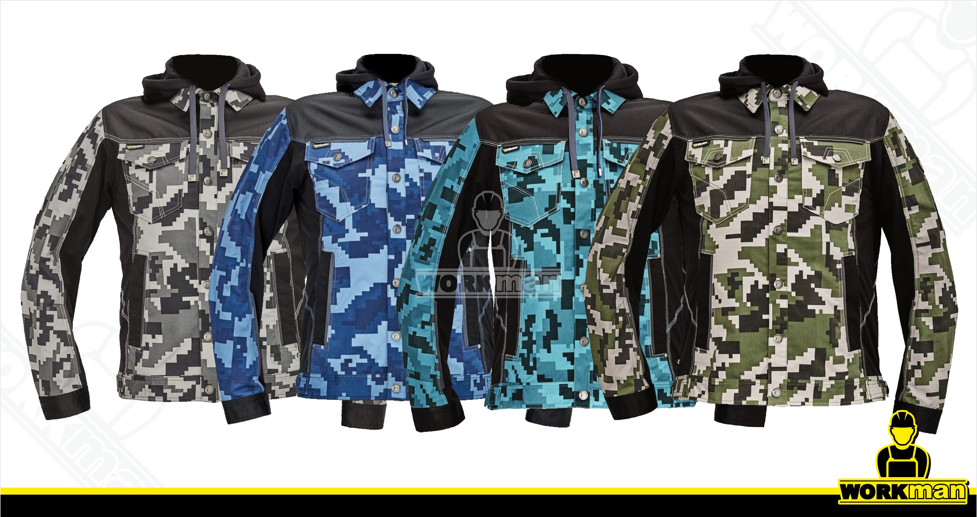 Strečová montérková bunda NEURUM CAMOUFLAGE s kapucňou Červa