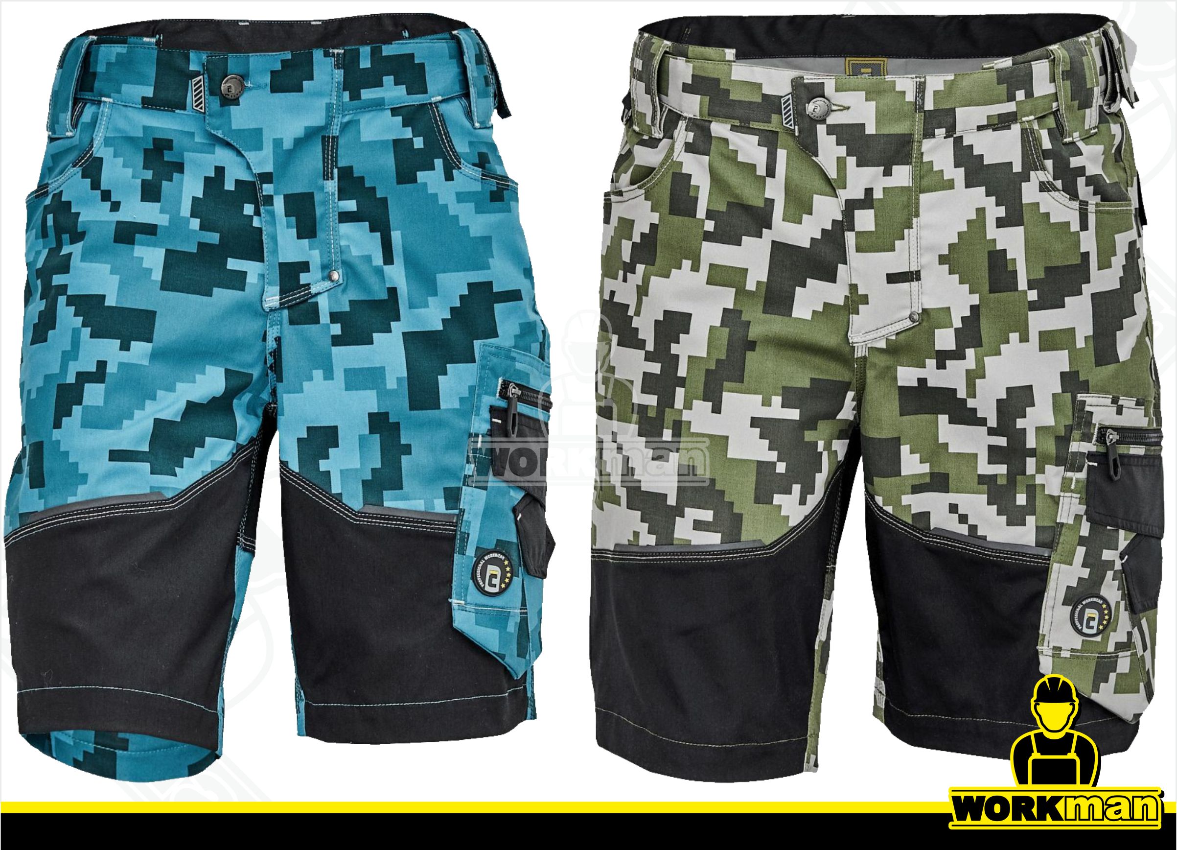 Strečové montérkové šortky NEURUM CAMOUFLAGE Červa