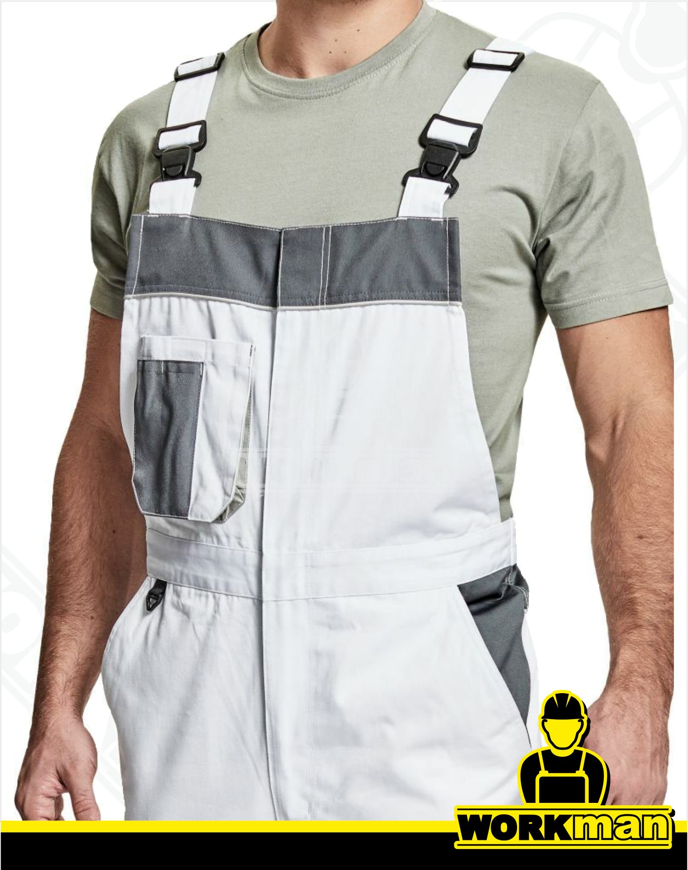 Montérkové nohavice CREMORNE s náprsenkou Červa biela