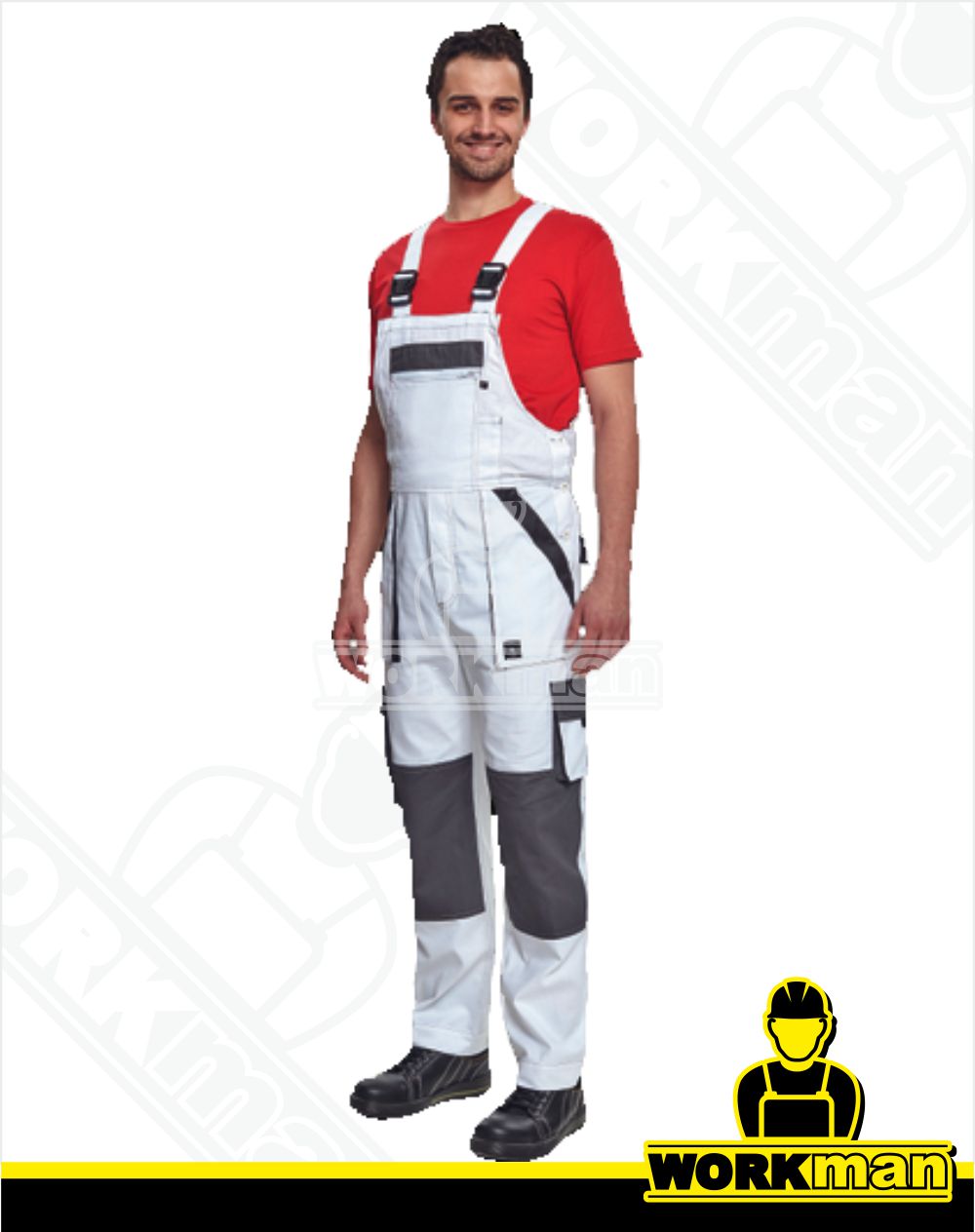 Montérkové nohavice MAX SUMMER s náprsenkou Červa biela