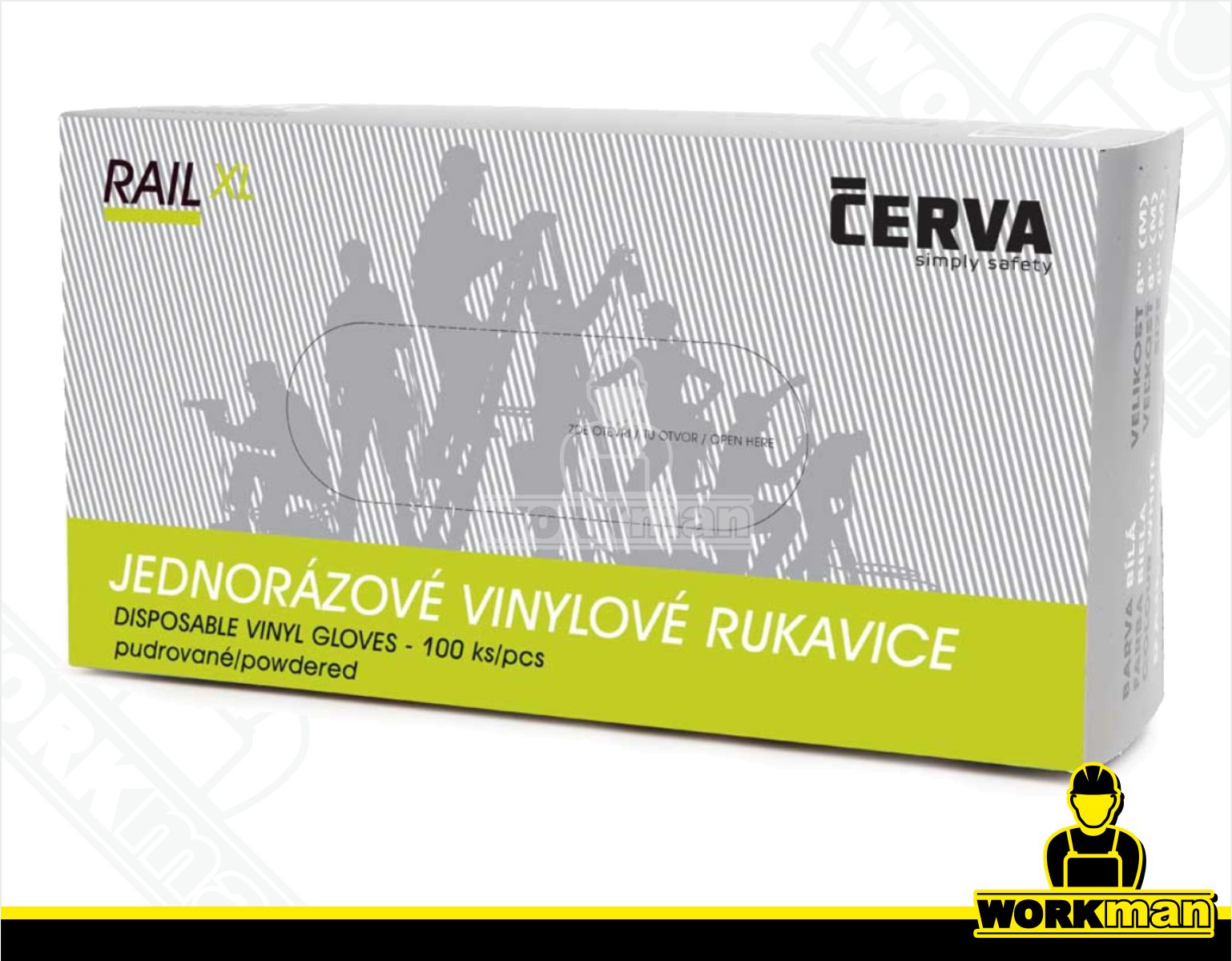Jednorazové vinylové pudrované rukavice RAIL Červa