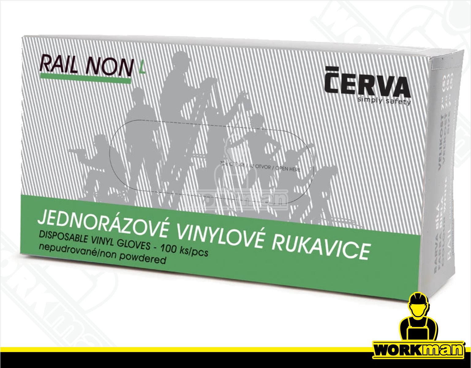 Jednorazové vinylové nepudrované rukavice RAIL NON Červa