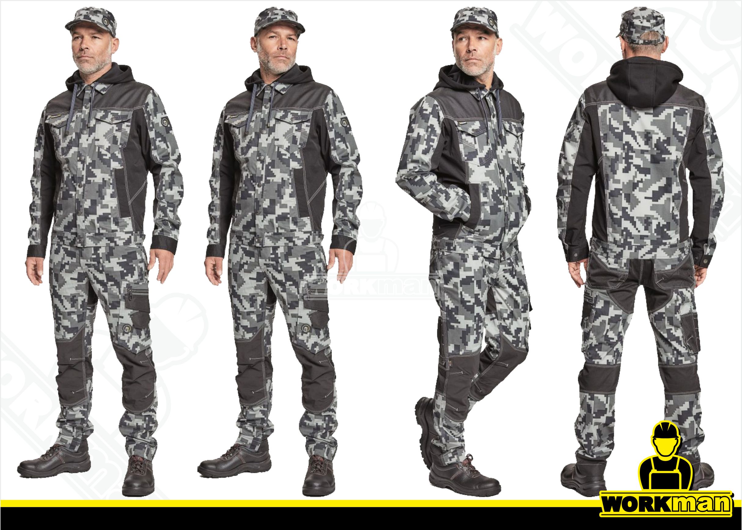 Strečová montérková bunda NEURUM CAMOUFLAGE s kapucňou Červa