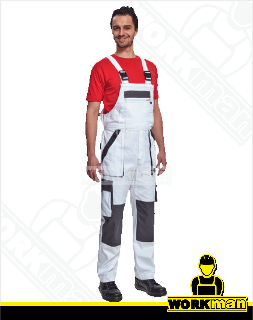 Montérkové nohavice MAX SUMMER s náprsenkou Červa biela