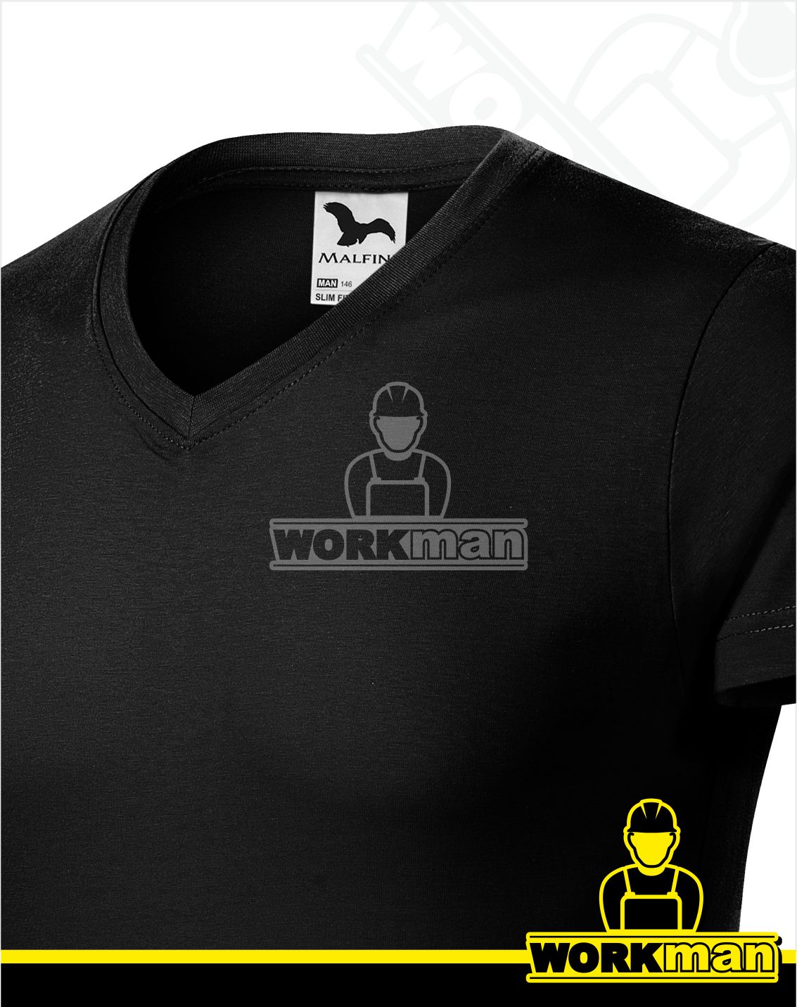 Pánske tričko SLIM FIT V-NECK Malfini čierna