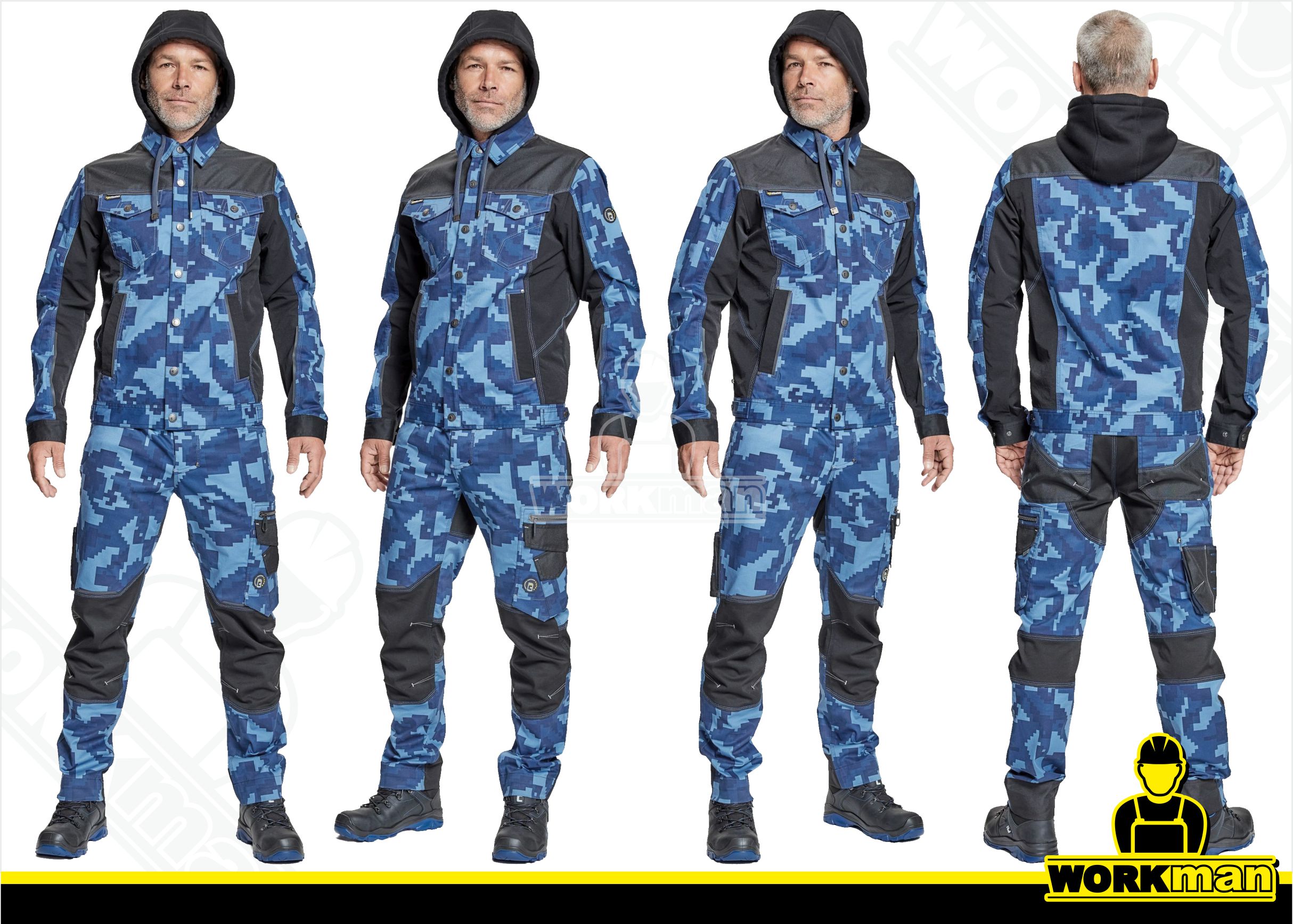 Strečová montérková bunda NEURUM CAMOUFLAGE s kapucňou Červa