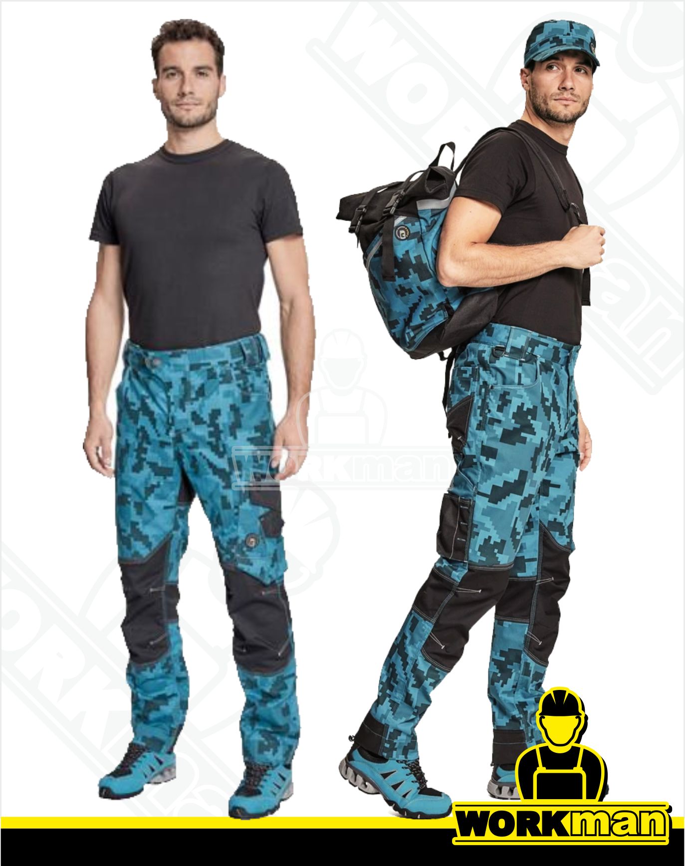 Strečové montérkové nohavice NEURUM CAMOUFLAGE do pása Červa