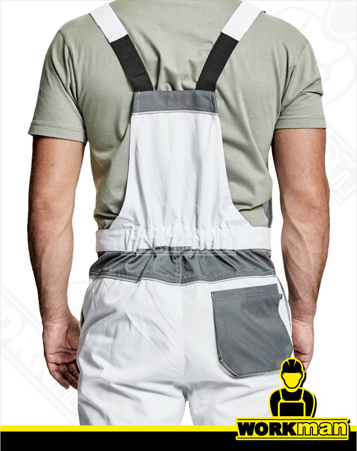 Montérkové nohavice CREMORNE s náprsenkou Červa biela