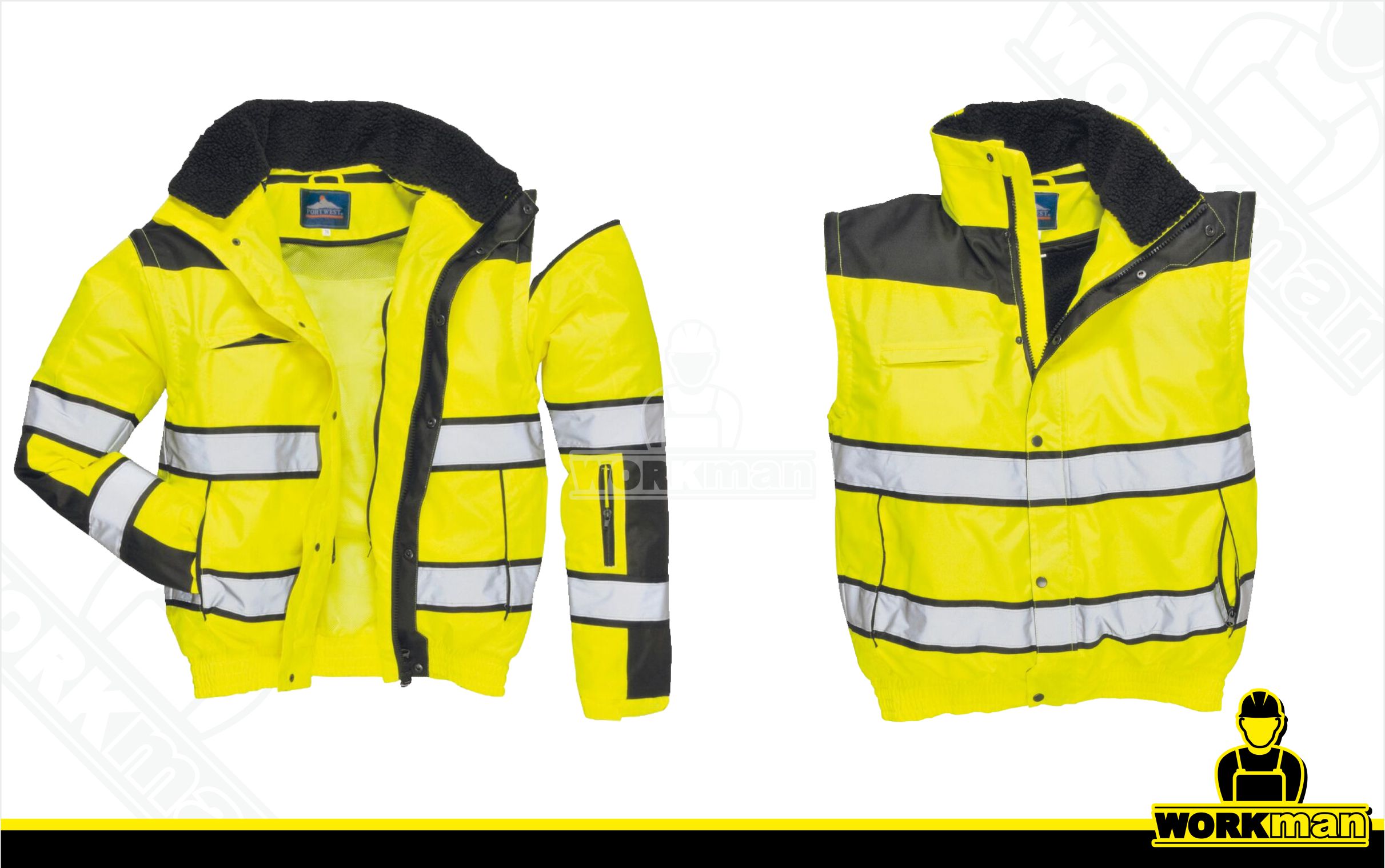 Zateplená reflexná bunda Hi-Vis CLASSIC BOMBER C466 3v1 Portwest