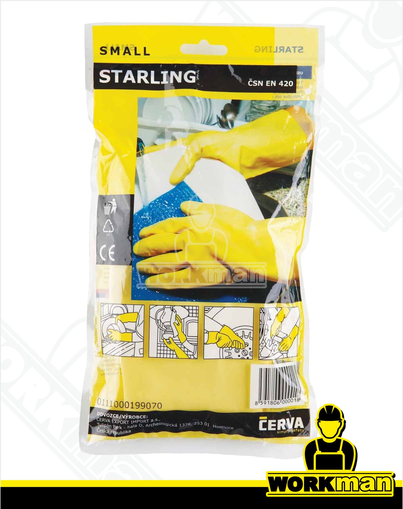 Latexové rukavice pre domácnosť STARLING Červa žlté