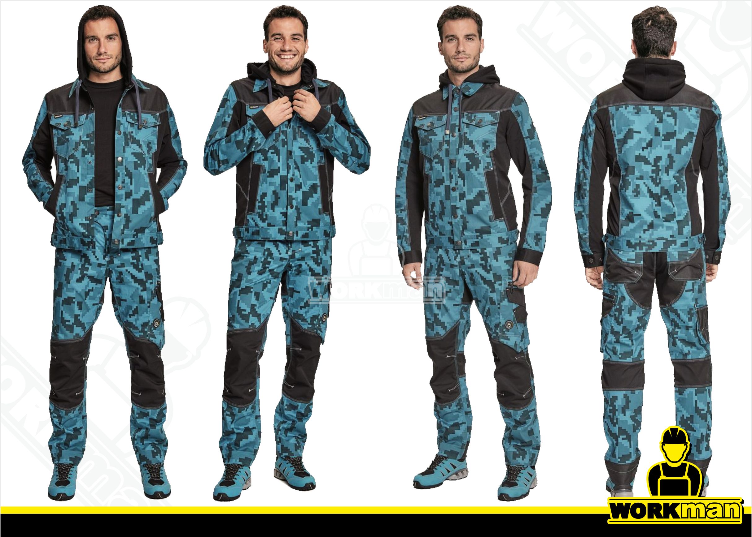 Strečová montérková bunda NEURUM CAMOUFLAGE s kapucňou Červa