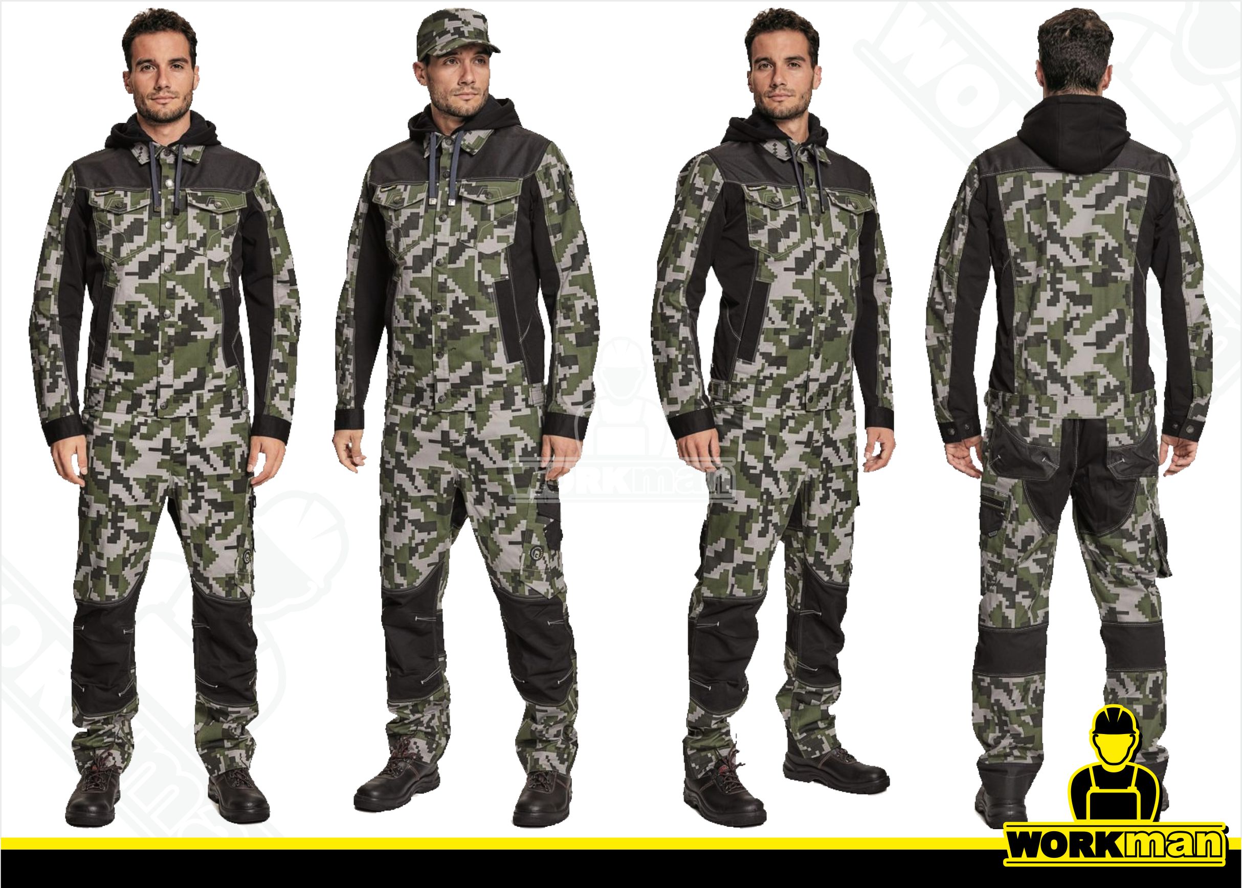 Strečová montérková bunda NEURUM CAMOUFLAGE s kapucňou Červa