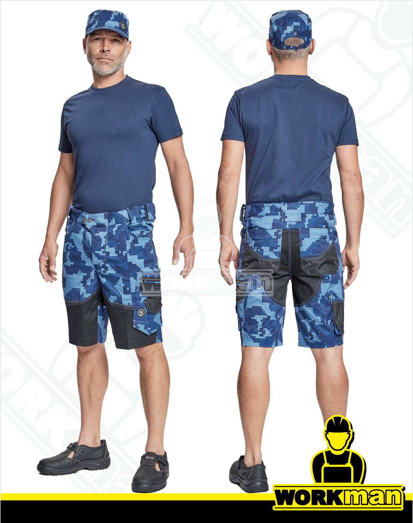 Strečové montérkové šortky NEURUM CAMOUFLAGE Červa