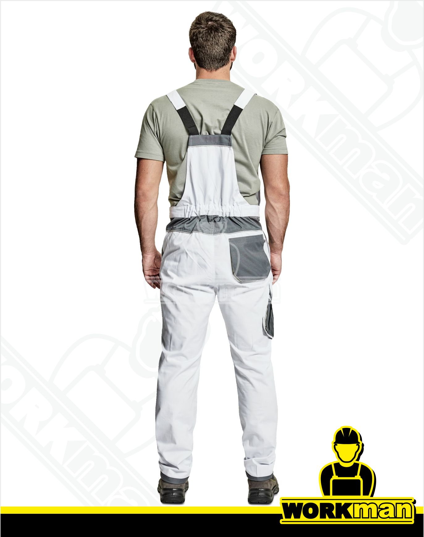 Montérkové nohavice CREMORNE s náprsenkou Červa biela